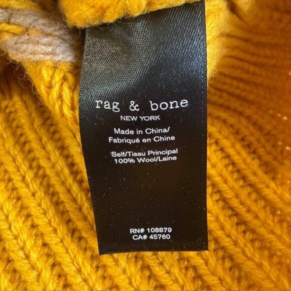 Rag & Bone Willow Fair Isle Wool Turtleneck Sweater Small Mustard Yellow - Picture 8 of 11